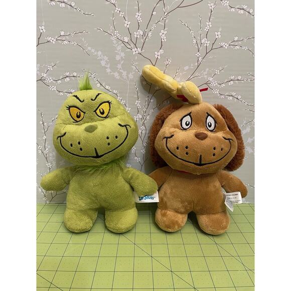 Aurora Dr Seuss The Grinch & Max Puppy Dog Plush Stuffed Animal Christmas Set - Picture 1 of 11